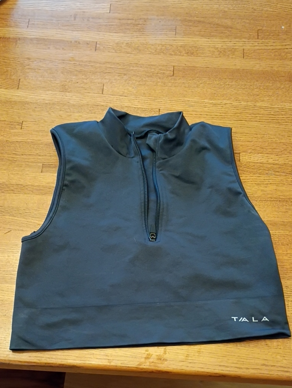 TALA Black Sleeveless Zip Crop Top